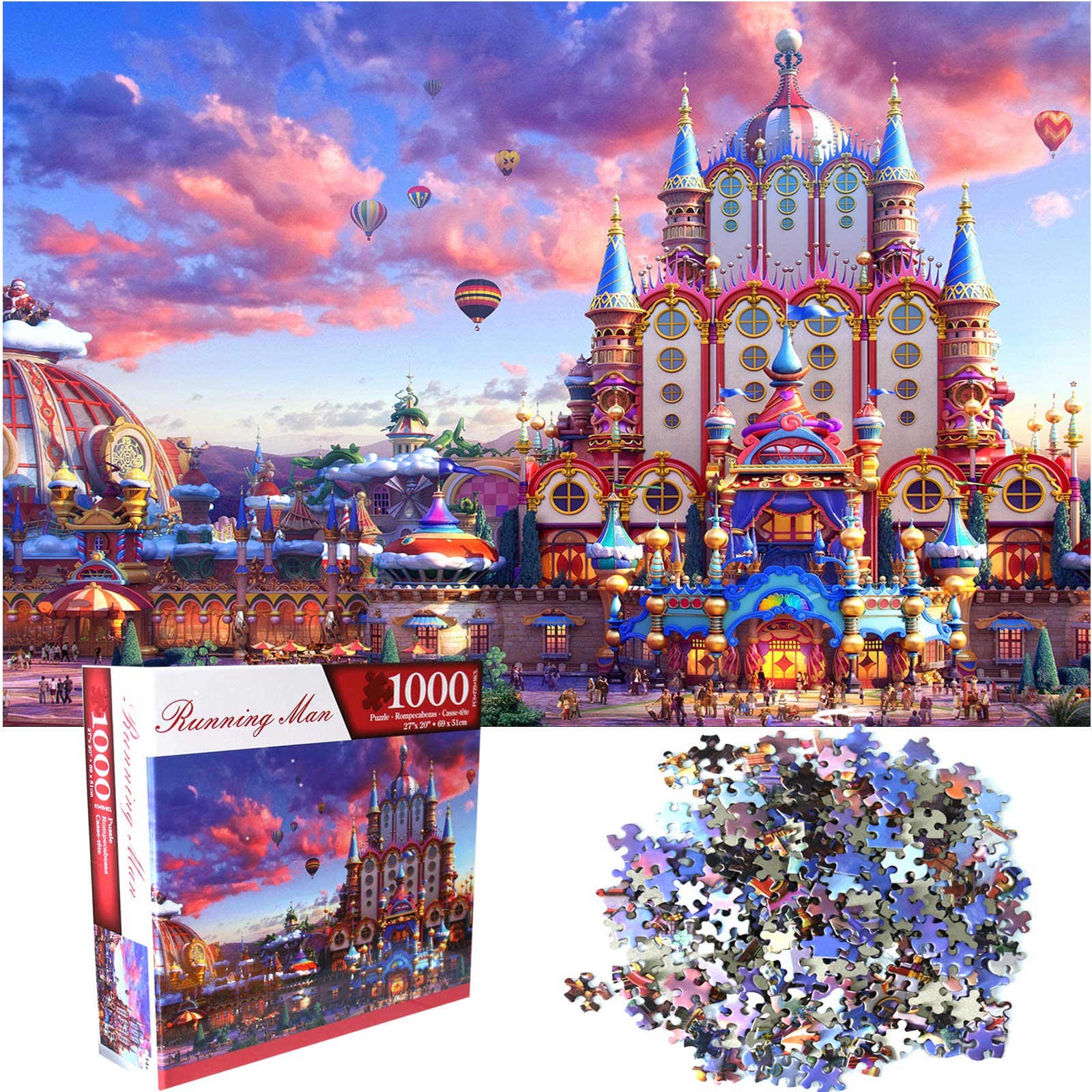 Running man Jigsaw Puzzles for Adults 1000, Castle Jigsaw Puzzles, Decompressing Intellectual Educational Toy Good Gift for Adults Kids, Home Decor