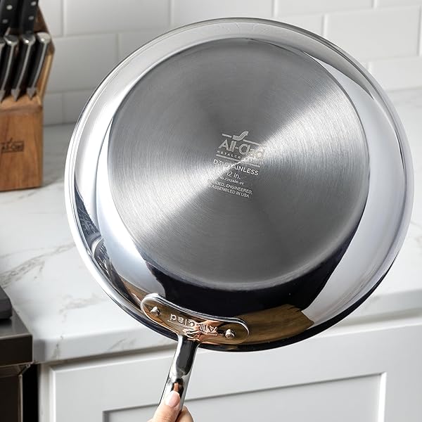ALL-CLAD D3® STAINLESS STEEL 12 INCH FRYING PAN WITH LID- MADE IN THE USA- THE ORIGINAL BONDED PROFESSIONAL COOKWARE- OVEN SAFE & INDUCTION COMPATIBLE