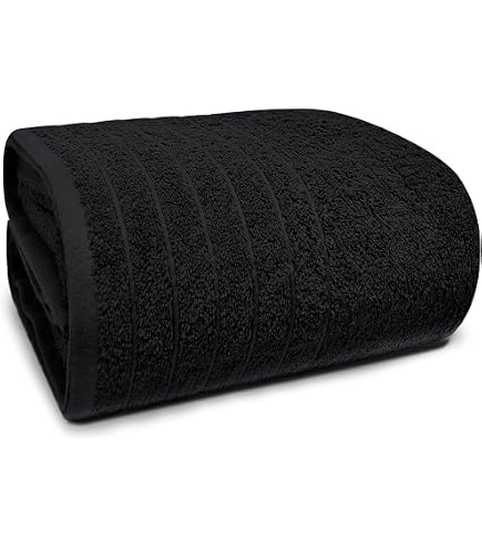 Beachland Solid Color Beach Towel - 30x60 Inches, 100% Cotton, Extra Soft & Absorbent (Black)