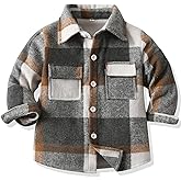 BACKID Boys Girls Plaid Flannel Shirts Jacket Toddler Long Sleeve Button Down Shacket Kids Spring Outwear Clothes Tops
