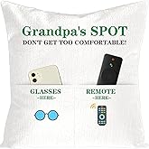 H1vojoxo 1PCS Grandpa’s Spot Throw Pillow Case, Father's Day Pillow Cover with 2 Pockets, Father's Day, Thanksgiving Gift for Grandfather, Father's Day Linen Square Throw Pillow Case for Sofa Bed