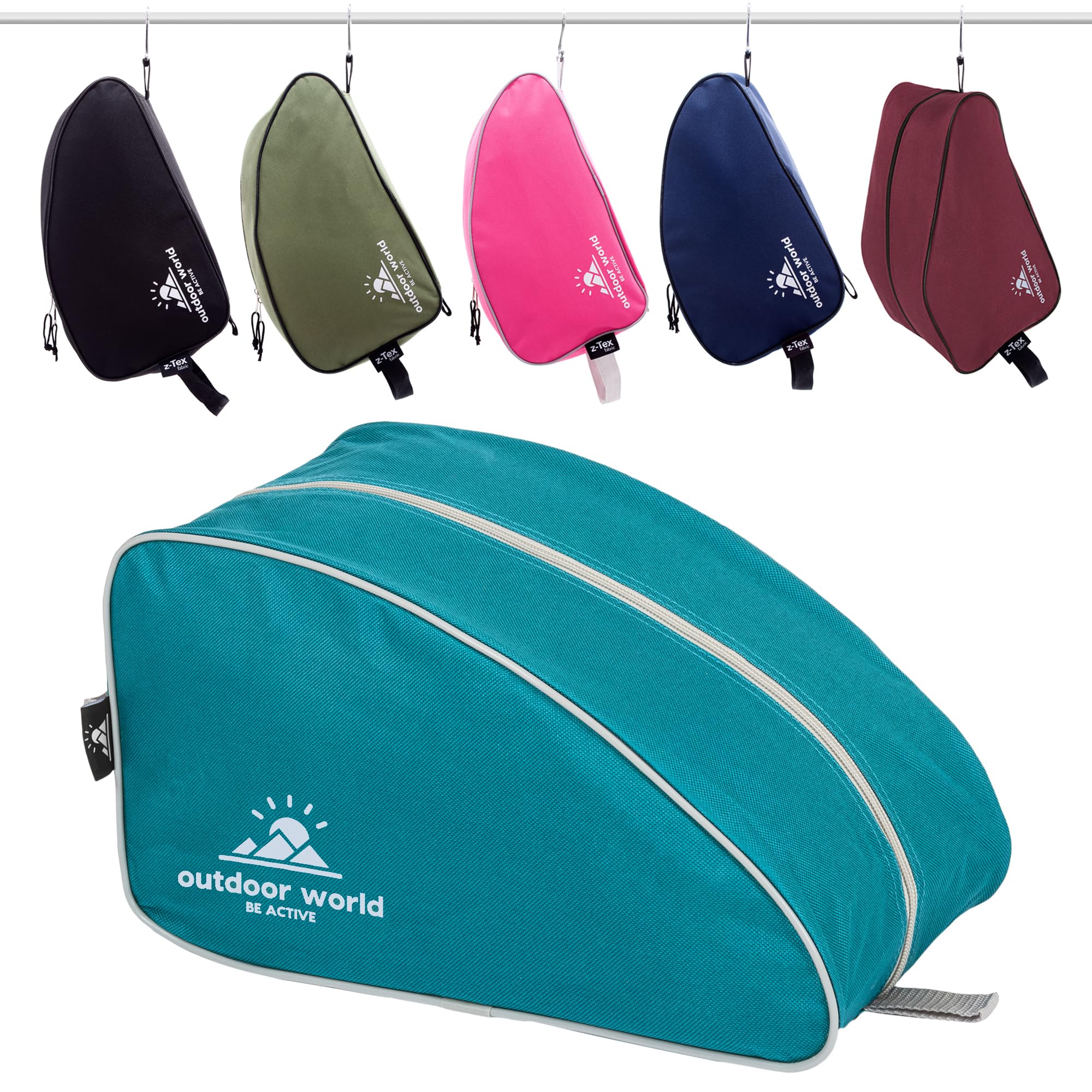 Outdoor World Premium Boot Bag – Water-Resistant 600D Polyester Shoe & Boot Storage for Hiking, Walking, Football, Rugby, Golf & Gym – Fits Up to UK Size 13 – Wide Zip Opening & Carry Handle (Teal)