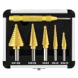 COMOWARE Titanium Step Drill Bit (5PCS), Gold, HSS