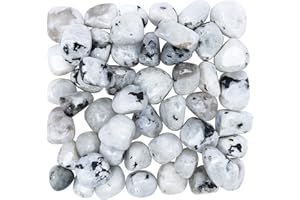 Crocon 1LB Rainbow Moonstone Tumbled Stones and Crystals Bulk 2000+ carats, Polished Stones - Rock Collection - vase Filler tumbles Crystals Healing Reiki - Gemstone Gifts, Fountain tumbles Size 20mm