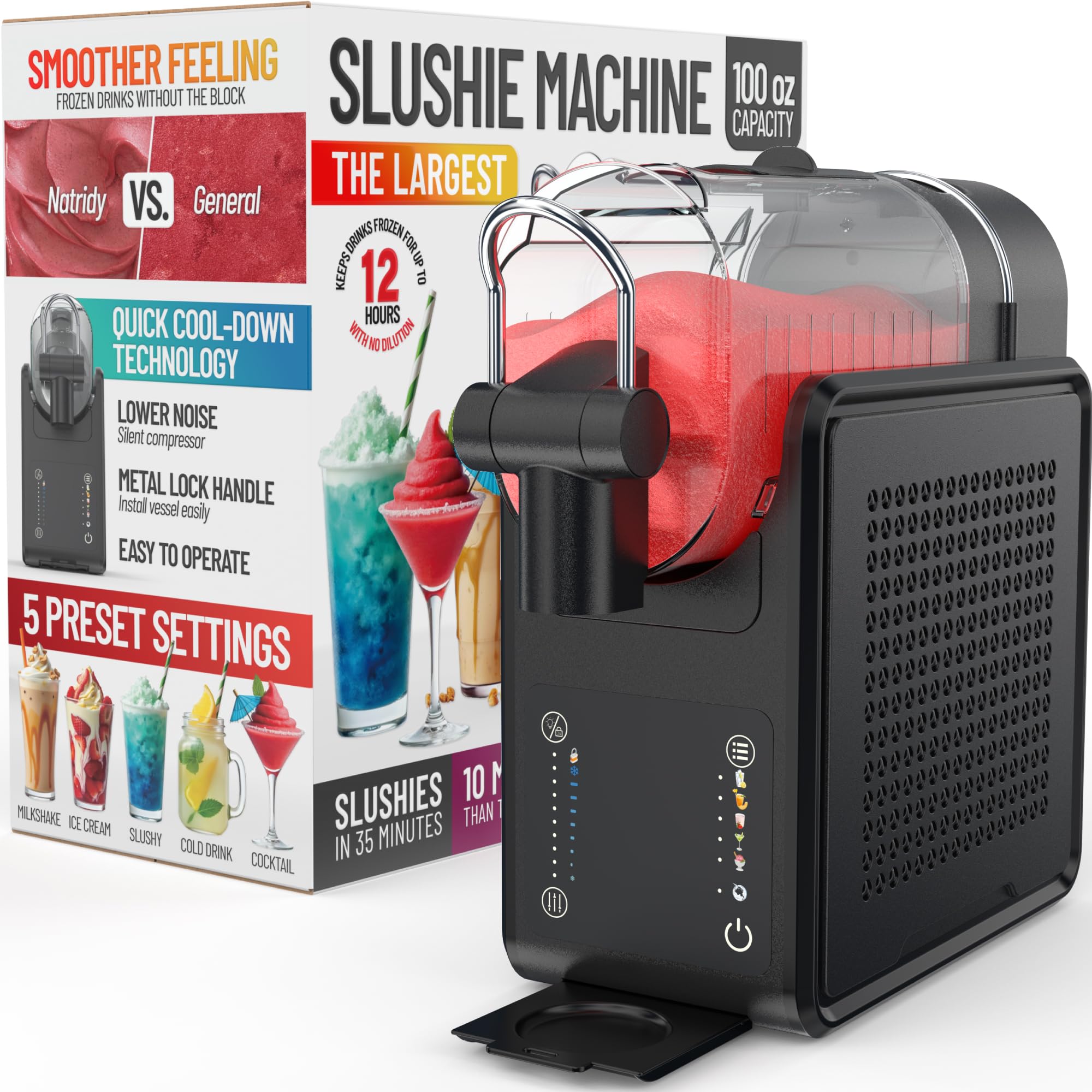 Photo 1 of ***UPDATED 4/18*** Natridy Slushie Machine for Home | Frozen Margarita Machine | Professional Frozen Drink Maker | 100 oz Smoothie Maker | Bartesian Cocktail Machine | Makes Milkshake, Ice Cream & Slushies (Black)