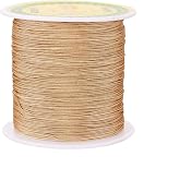 Pandahall 150 Yards Nylon Beading Cord 0.5mm Braided Nylon Thread String Chinese Knotting Cord with Plastic Spool for DIY Craft Jewelry Making (Burlywood)
