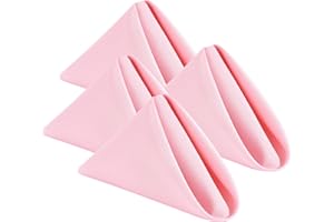 Wolkemer Set of 4 Pink Cloth Napkins 17 x 17 Inches Solid Washable Polyester Dinner Napkins with Hemmed Edges for Dinners Par