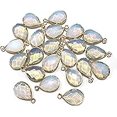 LE SKY natural stone pendants, waterdrop shape faceted opal chakra healing semi gemstone pendant for necklace bracelet jewelry craft making 14x22mm 10 Pcs