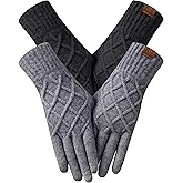 REACH STAR 2 Pairs Winter gloves for women Touch screen Elastic Thermal knit Lining Warm Gloves for Cold weather