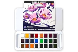 DALER ROWNEY Daler-Rowney Aquafine Watercolor Paint Set, Shayda Campbell Artist Palette, Plastic Travel Set, 24 Half Pans, Assorted Colors, 1 Count
