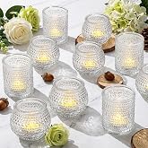 Rubtlamp 24 Pack Votive Candle Holder, Clear Glass Tea Light Candle Holders, Vintage Candle Holder for Floating Candle, Tealight Candle Holders for Centerpiece Wedding Decor Home Decoration