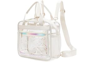 KIDNUO Clear Beach Bag Travel Tote Transparent Backpack for Women Girls Stadium Approved Crossbody Messenger Shoulder Handbag