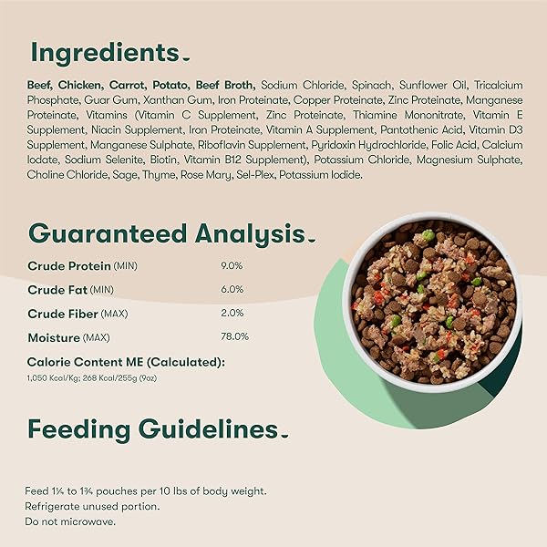 JINX BEEF GRAIN FREE WET DOG FOOD POUCHES, MEAL OR DOG FOOD TOPPER MIX-IN, MADE WITH REAL BEEF & CHICKEN, BONE BROTH, NO FILLERS – PUPPY, ADULT, SENIOR, 9OZ, 6 PACK
