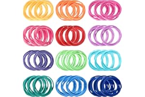 Shappy 96 Pcs Weaving Loom Loops 12 Colors 7 Inch Potholder Weaving Loops Rainbow Flexible Loom Kit Elastic for DIY Crafts