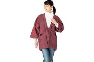 Hanten Cotton Jacket Made in Japan Kimono-Style Womens Red