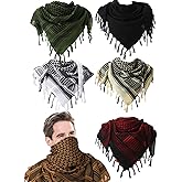 Handepo 6 Pcs Military Shemagh Tactical Desert Scarf Shemagh Scarf Men Neck Head Wraps for Men 100% Cotton Keffiyeh Arab Wrap with Tassel, 43 x 43 Inch