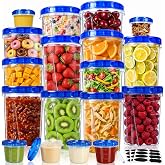 18 Pack Freezer Food Storage Containers with Twist Lids for Soup Meal Prep | 34oz/17oz/4oz, BPA-Free Reusable Plastic, Fit for Soup, Stew, Leftovers, Snack, Sauces &amp; Dips, Screw-Top Lids, Freezer Safe