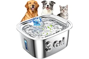PETNF Dog Water Fountain for Large Dogs Stainless Steel, 3Gal Extra Large Dog Water Bowl Dispenser with 2 Filters & Visual Window, Automatic Filtered Pet Fountain Indoor, Quiet Safe Pump with LED Indicator