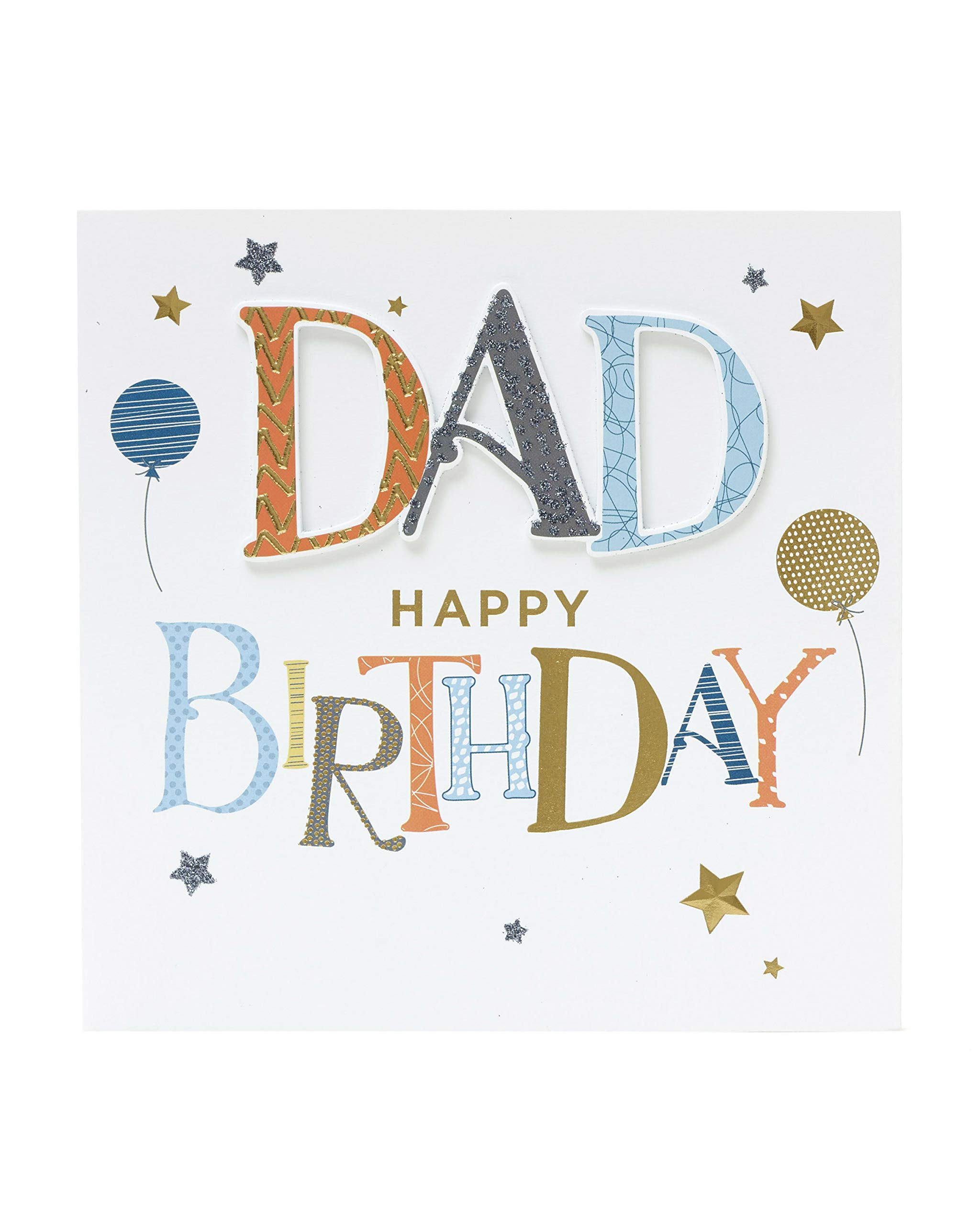 UK Greetings Dad Birthday Card - Birthday Card for Him - Classic Lettering Design