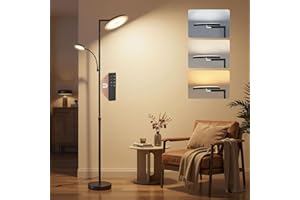 VASAGLE Adjustable LED Floor Lamp, 42W Standing Lamp with Rotatable Head for Bedroom, Office, Timer and Memory Function, Butt