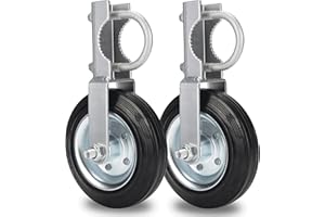 EVCUHASL Gate Wheel Supporting Metal Swing Gate with 1-5/8" Thru 2" Gate Frames, 6" Gate Helper Wheels for Metal Tube Fence Gate, Heavy Duty Fence Wheel for Chain Link, Prevent Gate Dragging & Sagging- 2 Pack