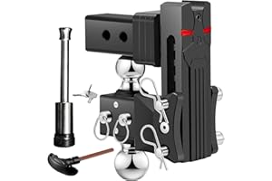 Airbird Anti-Rattle Adjustable Trailer Hitch Ball Mount with 2-Inch Receiverr, 5-Inch Drop, 2 and 2-5/16-Inch Balls, 18,000 LBS, Truck Hook Dual Balls Mount for Towing RVs and Motorcycles