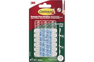 Command Decorating Clips, Pack of 20 Mini Hooks and 24 Small Adhesive Strips