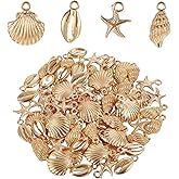 Qulkws 80pcs Metal Pendant Charms,Shell Starfish Conch Charms Alloy Ocean, Starfish Charm, Pendants Sea Animals Dangle Charm for Beach Summer DIY Earrings Necklace Jewelry Making Accessories
