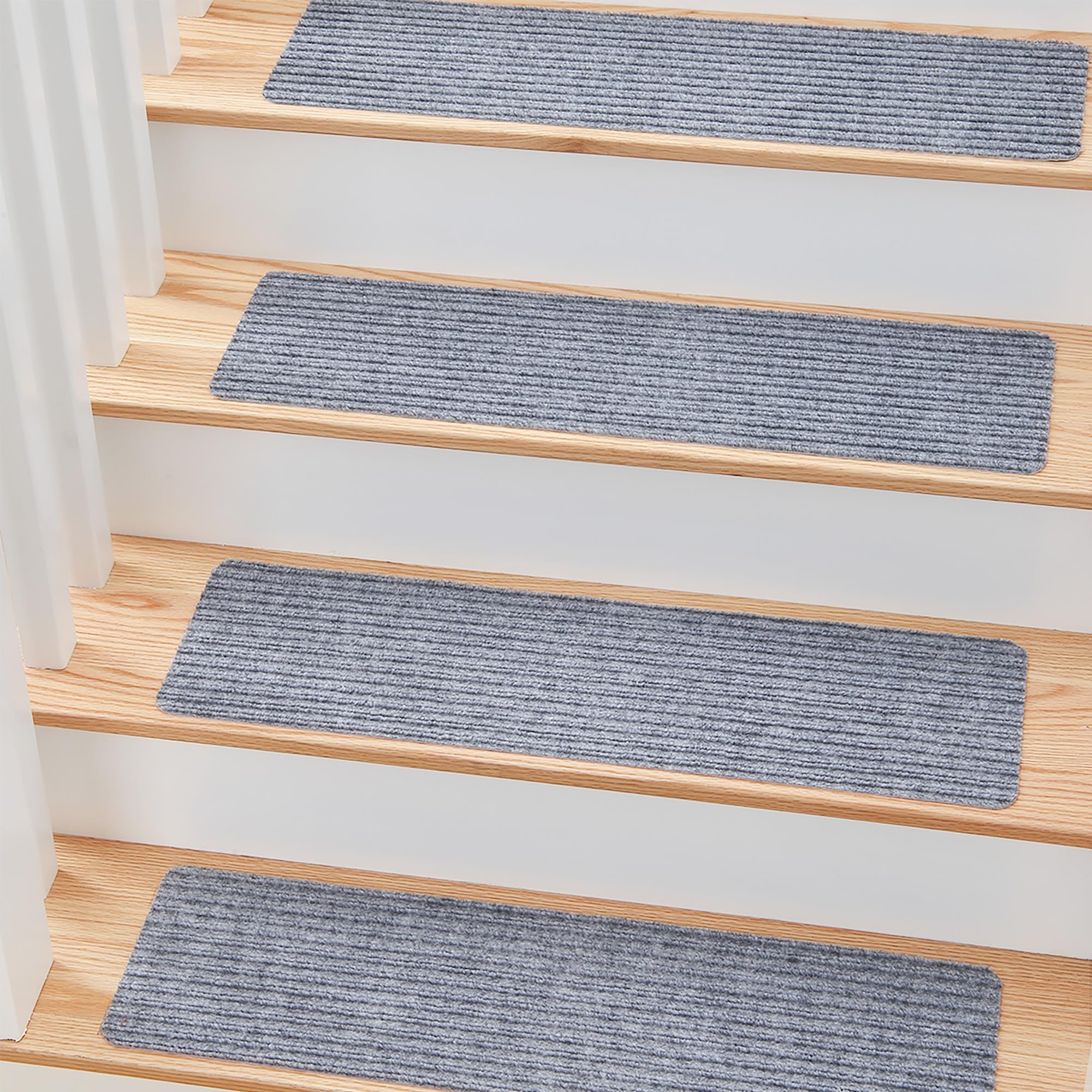 Costway 15-Pack Non-Slip Stair Treads – Brown Carpet Stair Mats 30" X 8"