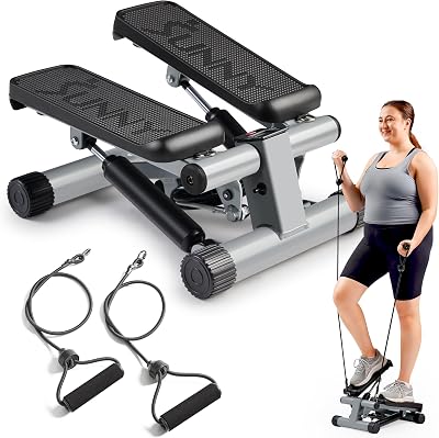 Sunny Health Fitness Mini Stepper with Resistance Bands LCD Monitor