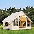 KNUO 2025 Upgraded 100% Waterproof Inflatable Camping Tent, Large Blow-Up Air Tent, No Assembly Needed Luxury Glamping House, Oxford Fabric