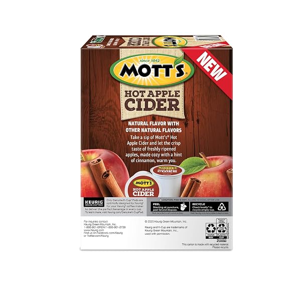 KEURIG MOTT’S HOT APPLE CIDER, KEURIG SINGLE SERVE K-CUP PODS, FLAVORED K CUPS, 24 COUNT