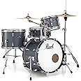 Pearl Roadshow Drum Set 4-Piece Complete Kit with Cymbals and Stands, Charcoal Metallic (RS584C/C706)