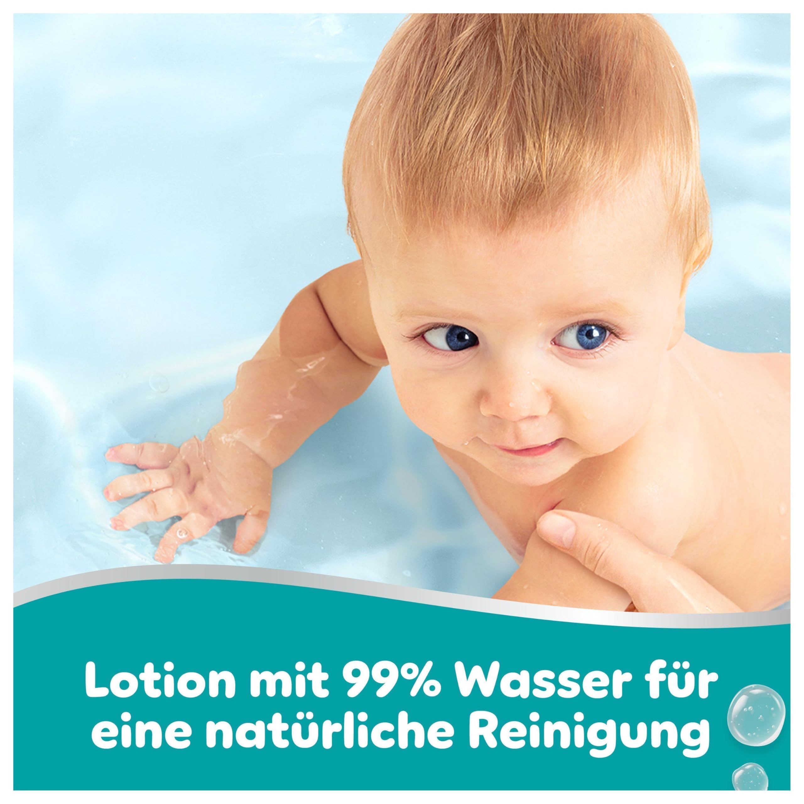 Pampers 99% Water Baby-Feuchttücher, 18 Packungen mit 60 Feuchttüchern = 1080 Baby-Feuchttücher, leichte Lotion mit 99% Wasser 3