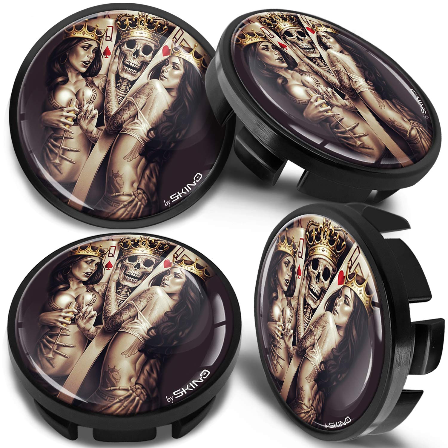 SkinoEu 4 x 65mm Wheel Centre Alloy Hub Center Caps Compatible with VW 3B7 601 171 / 6U7 601 171 Black Hubcaps CV 23