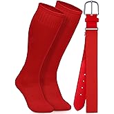 Gnodio Baseball Socks and Belt Combo Set Cotton Boys Adjustable Baseball Softball Socks and Belt for Boys Girls