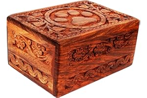 ARTISENIA Wooden Pet Memorial Cremation Urns for Ashes Pet Urn Wood Keepsake Paw Box Urns for Cat Dogs Ashes | Cat Memorials