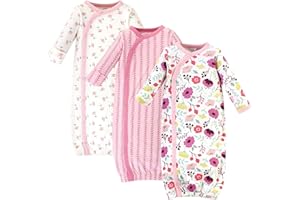 Touched by Nature Unisex Baby Organic Cotton Kimono Nightgown, Botanical, 0-6 Months US