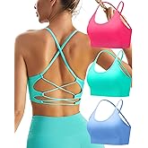 RUNNING GIRL Sports Bras for Women,Sexy Crisscross Back Seamless Padded Sports Bra Medium Support with Removable Pads