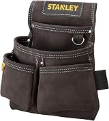 STANLEY Leather Tool Pouch Double Pocket Hammer Loop STST1-80114 Dark Brown