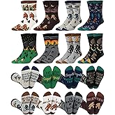 Chicingyou 8 Pairs Funny Sasquatch Socks for Men Novelty Outdoor Hiking Crew Dress Socks with Cool Pattern Design Birthday Holiday Stocking Stuffers Gifts for Sasquatch Lover