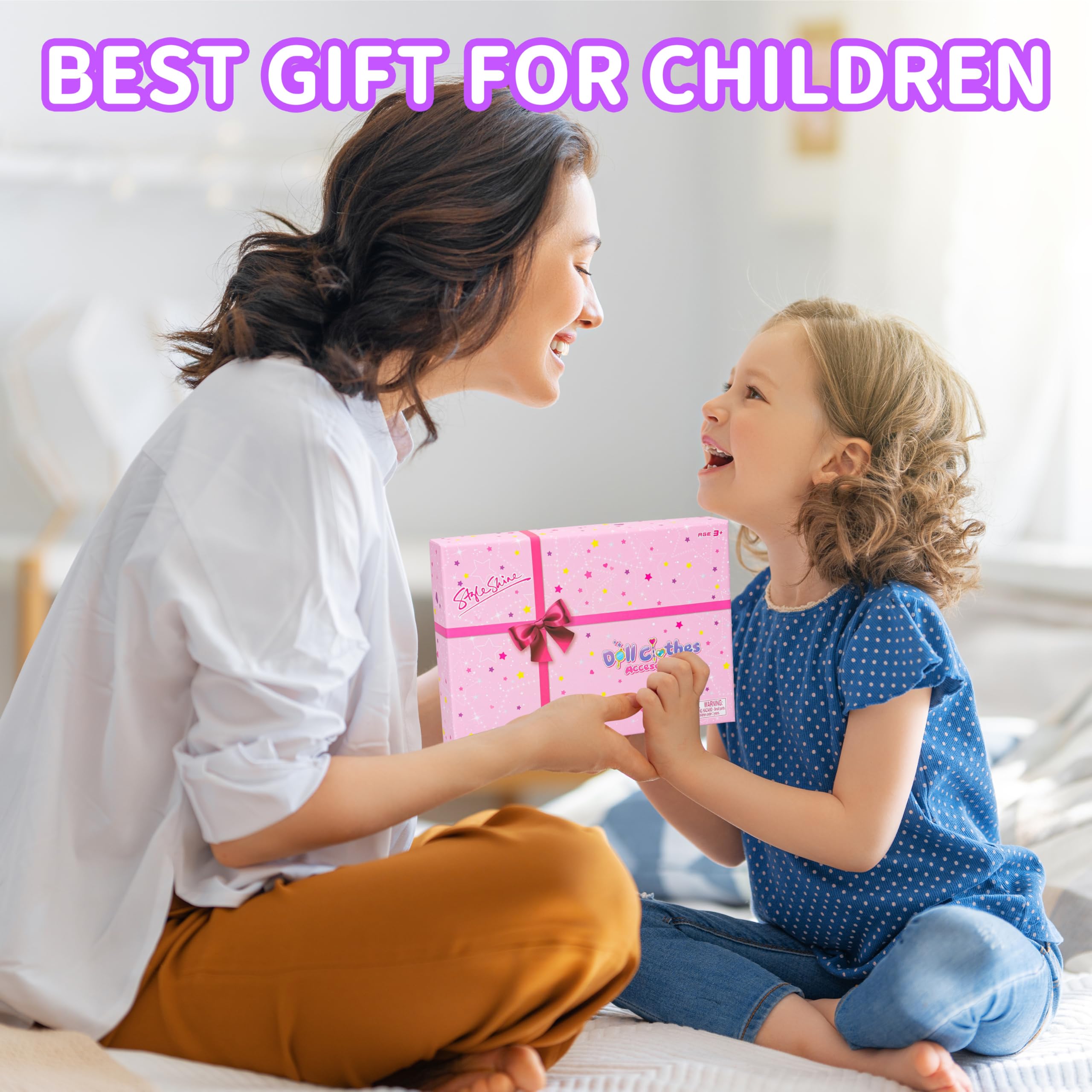 Style Shine 52 Pcs Doll Clothes and Accessories,2 Wedding Gowns 6 Fashion Dresses 2 Set Casual Outfits Top and Pant 2 Swimsuit,20 Hanger 10 Shoe 10 Accessories Toys for Girls Kids Birthday Gift