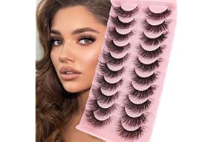 MilyBest Lashes False Eyelashes 10 Pairs Cat Eye Lashes Fluffy Wispy D Curl Volume Pestañas Postizas Bulk Strip Natural Look Lashes Sets Pack Faux Mink Eyelashes