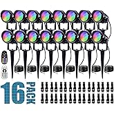 SUNVIE Christmas RGB Low Voltage Landscape Lights 12W LED Color Changing Landscape Lights Remote Control Waterproof Spotlights Outdoor Landscape Lighting for Yard Garden 16 Pack with Connector