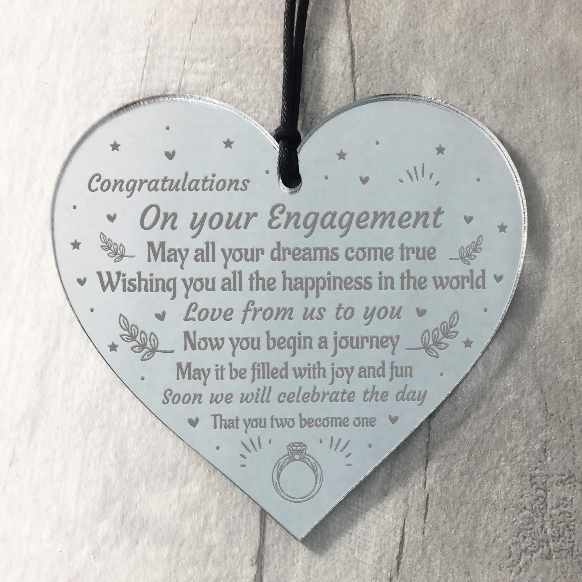 RED OCEAN Handmade Engagement Gift For Couple Wooden Heart Congratulations Gift Keepsake
