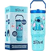 Get Trend Disney Stitch Tumbler with Straw 30oz Kids Teens Insulated Cup with Lid Handle Travel Mug Cups with Lids for School Sports Gifts for Kids (Blue Stitch)