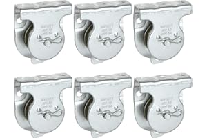 ABuff 6 Pcs Silver Fixed Pulley, Zinc Plated 1-1/2 Inch Cable Pulleys, Silver Small Pulleys with 6 Screws Holes, Wall Mount Rope Pulley with 421 Lbs Capacity Fit 3/8 Inch Wire or Rope for Lifting