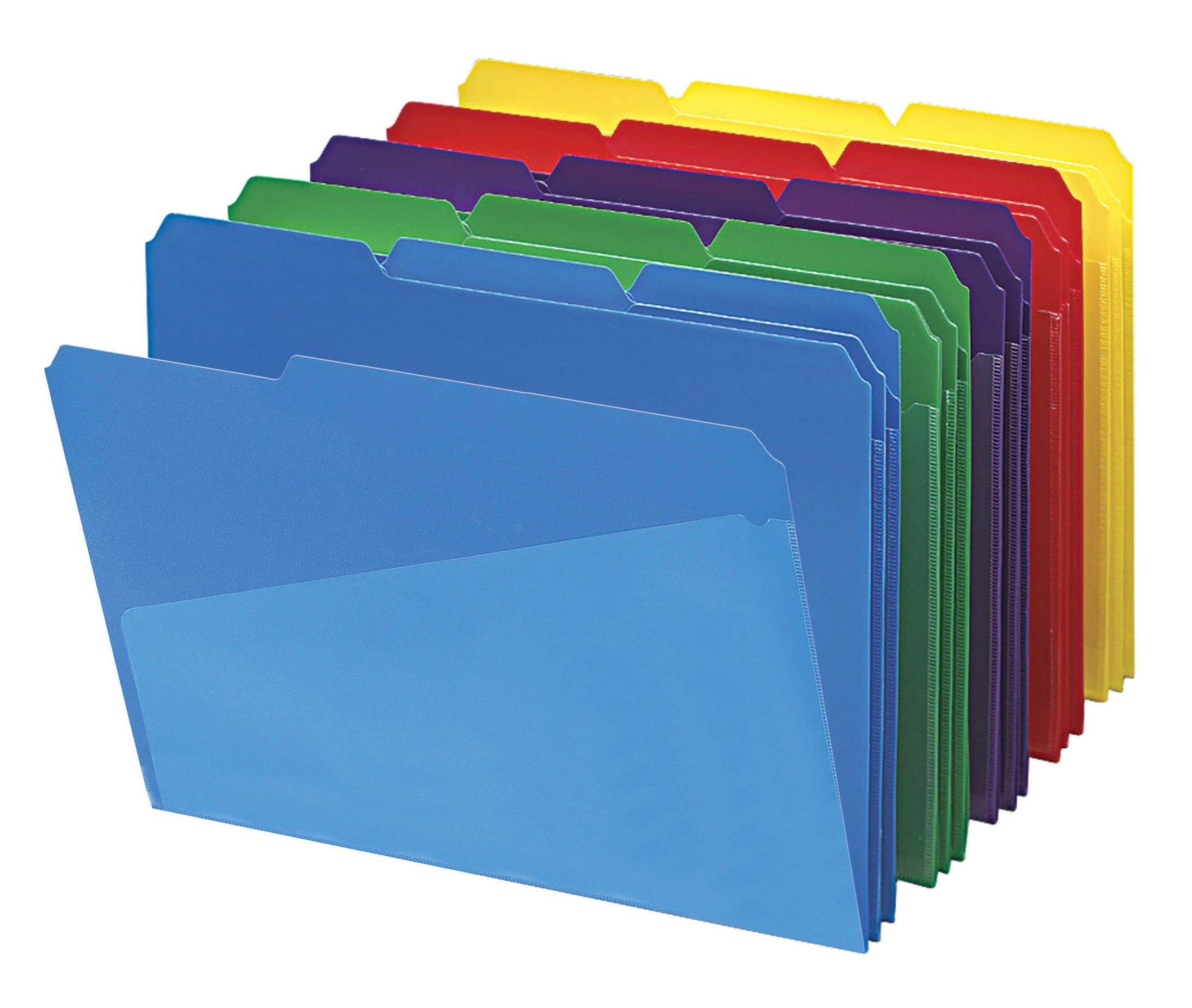 Smead Slash Pocket Poly File Folders, 1/3-Cut Tab, Letter Size, Assorted Colors, 30 per Box (10540)