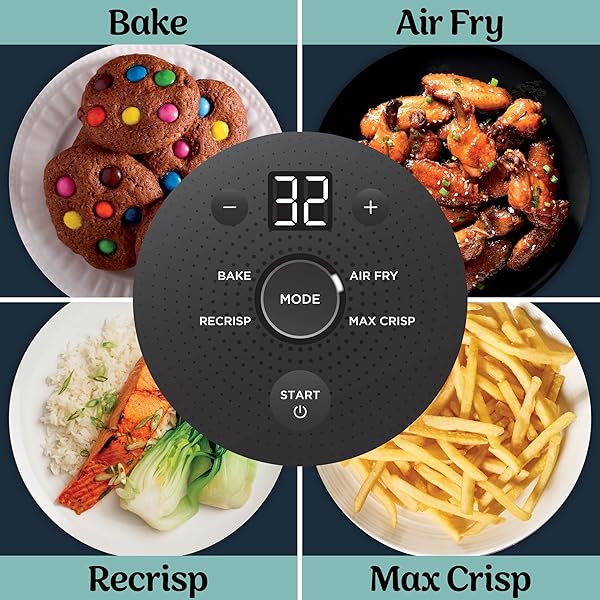 NINJA CRISPI 4-IN-1 GLASS AIR FRYER | WITH NON-TOXIC 4QT & 6-CUP GLASS CONTAINERS & LIDS | MICROWAVE, FREEZER, DISHWASHER SAFE | 450°F MAX TEMP |1500 WATT | CYBERSPACE | FN101GY
