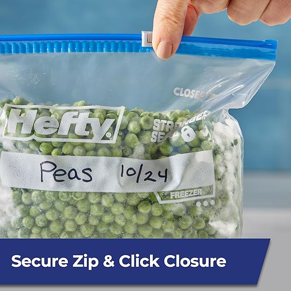 HEFTY SLIDER FREEZER KITCHEN STORAGE BAGS, QUART SIZE, 74 COUNT